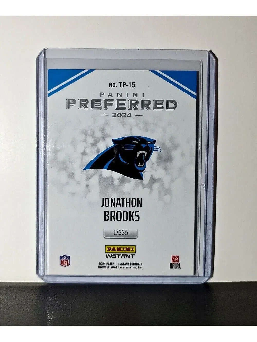 Jonathon Brooks 2024 Panini Preferred NFL #15 Rookie Card Panthers 1/335